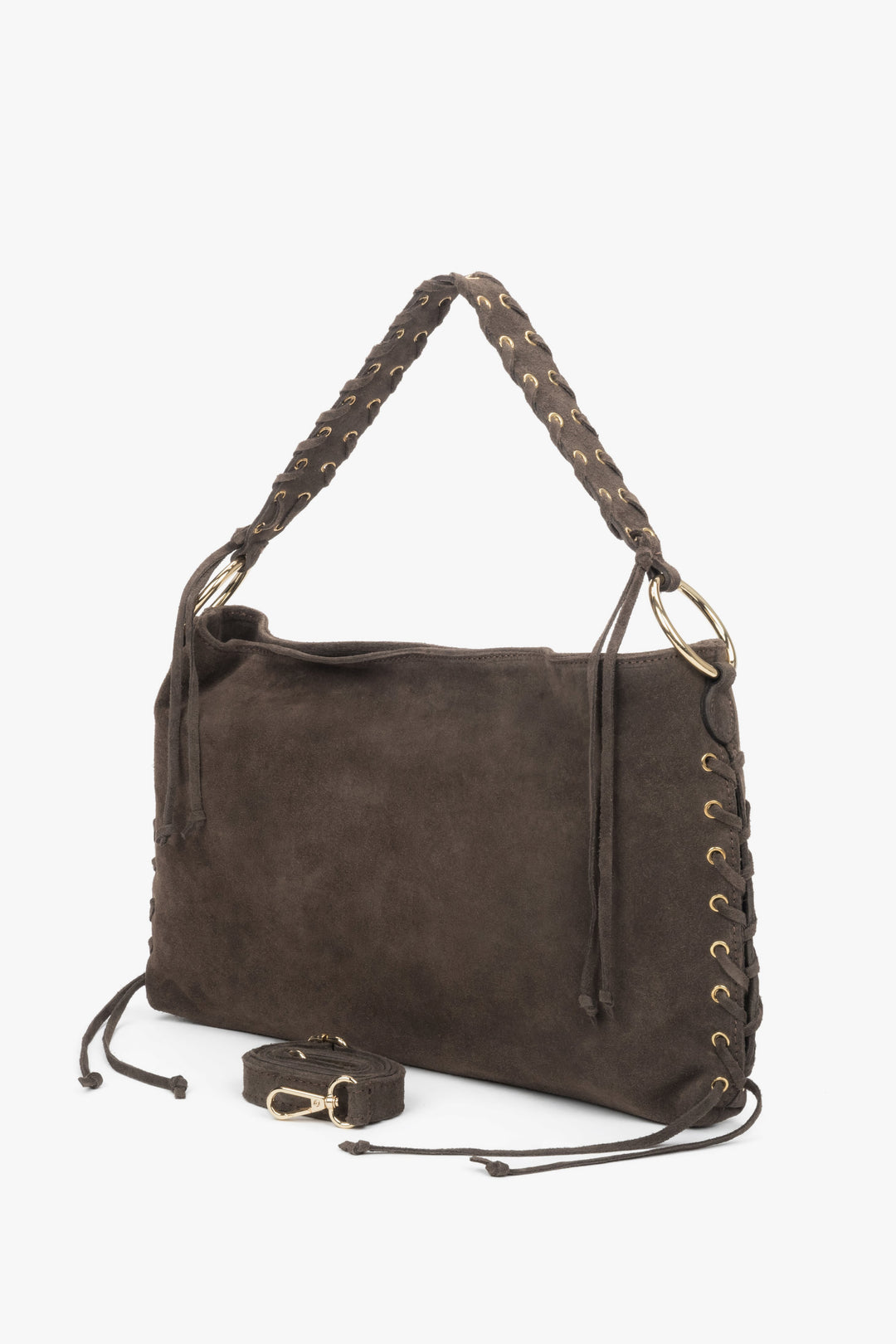 Crafted from premium Italian velour in deep dark brown, this shoulder bag blends timeless elegance with modern boho flair.