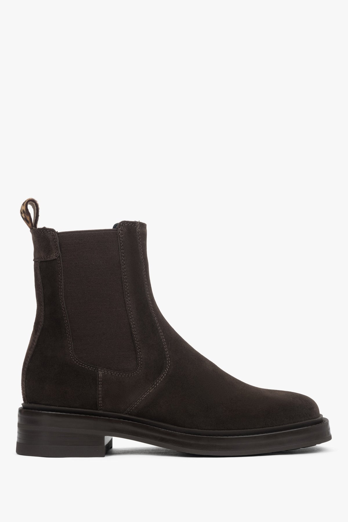 Women's Dark Brown Chelsea Boots made of Premium Italian Genuine Velour Estro ER00118378.