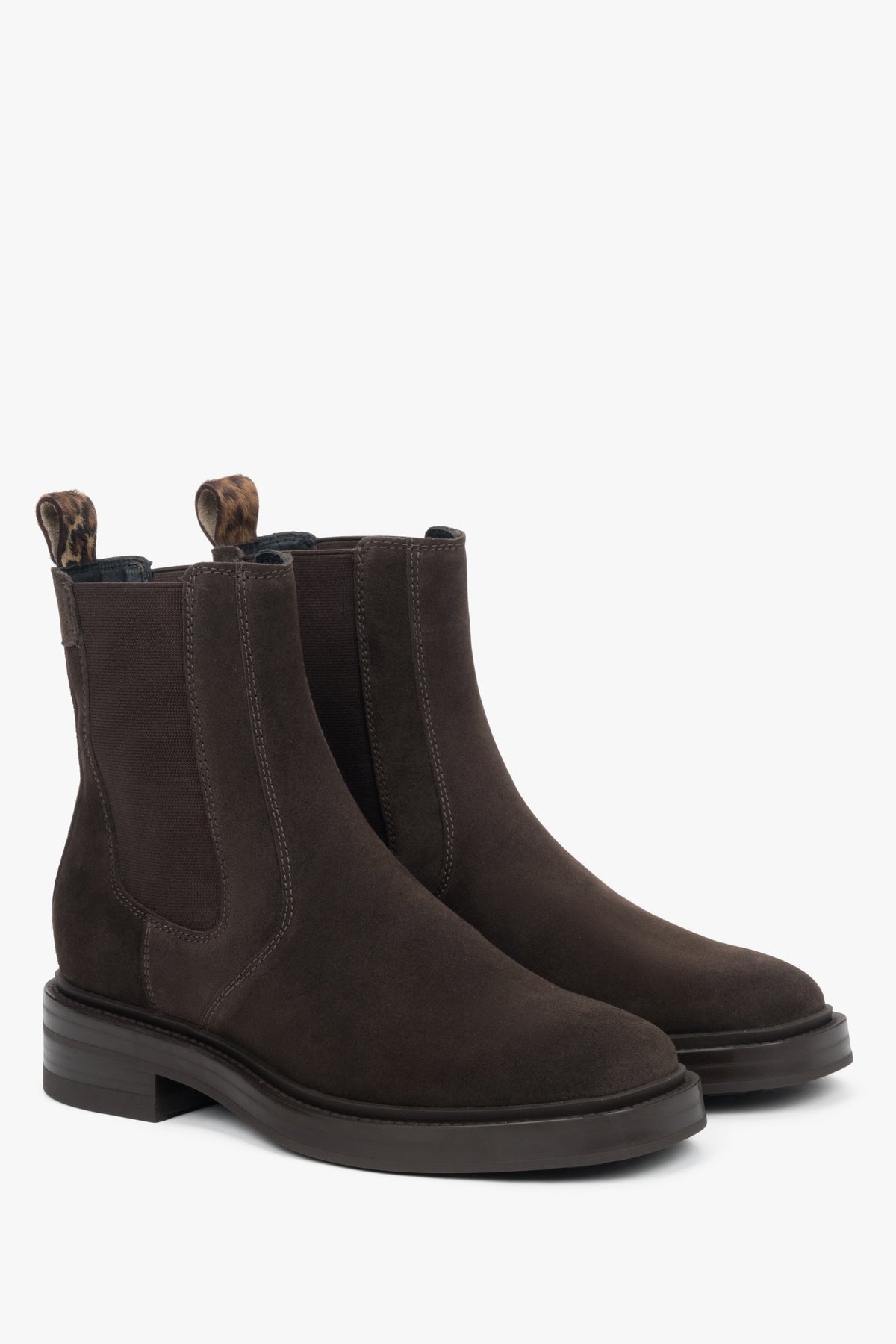 Women's dark brown high-top Chelsea boots made of Premium Italian Genuine Leather.