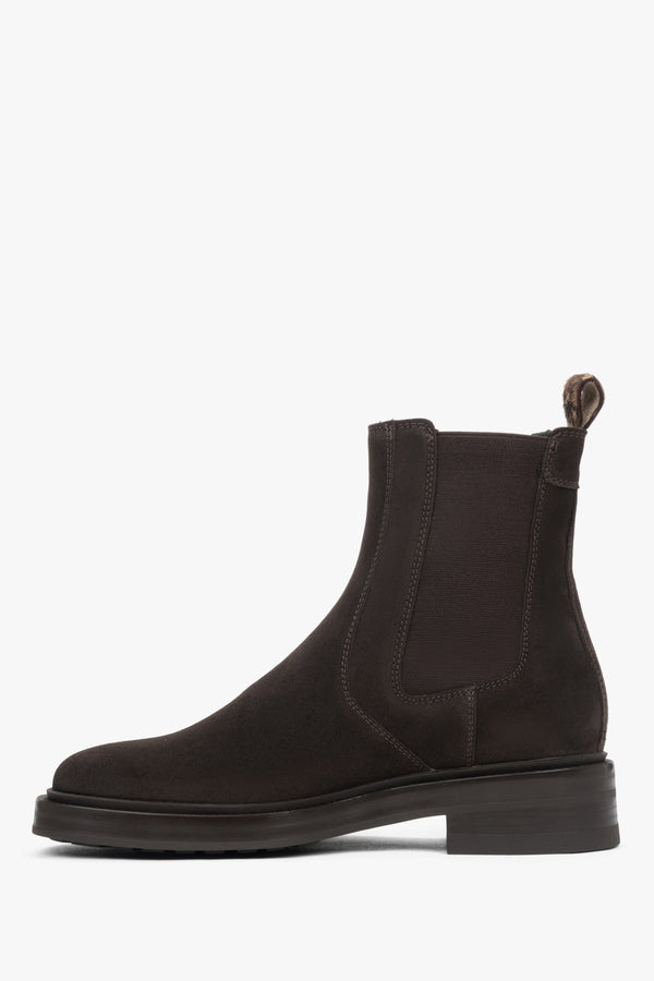 Women's Chelsea boots Estro, dark brown, high-top, made of Premium Italian Genuine Leather.