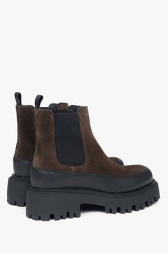 Estro – elevated women's Chelsea boots. Dark brown, premium genuine velour.