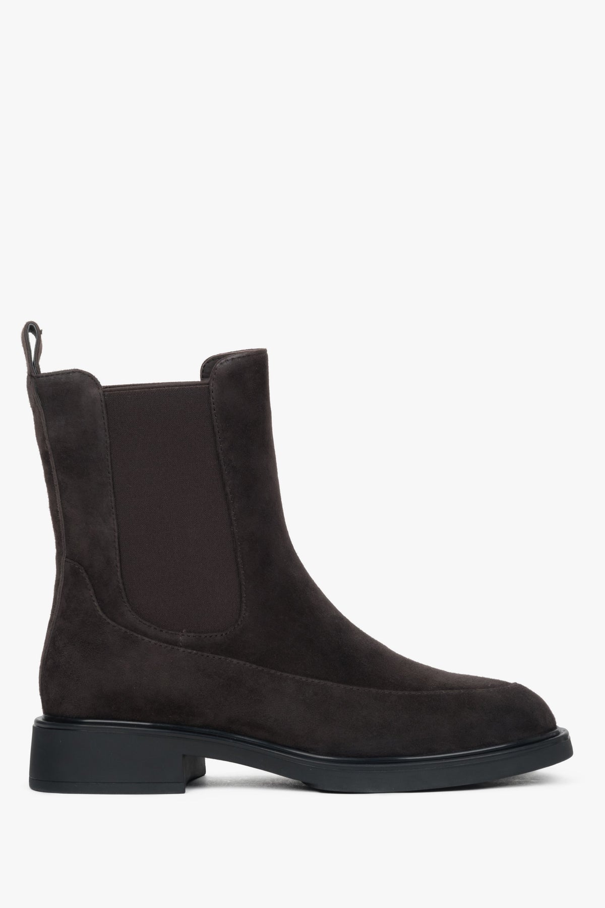 Women’s Dark Brown Chelsea Boots with Elastic Insert made of Genuine Velour Estro ER00118732.
