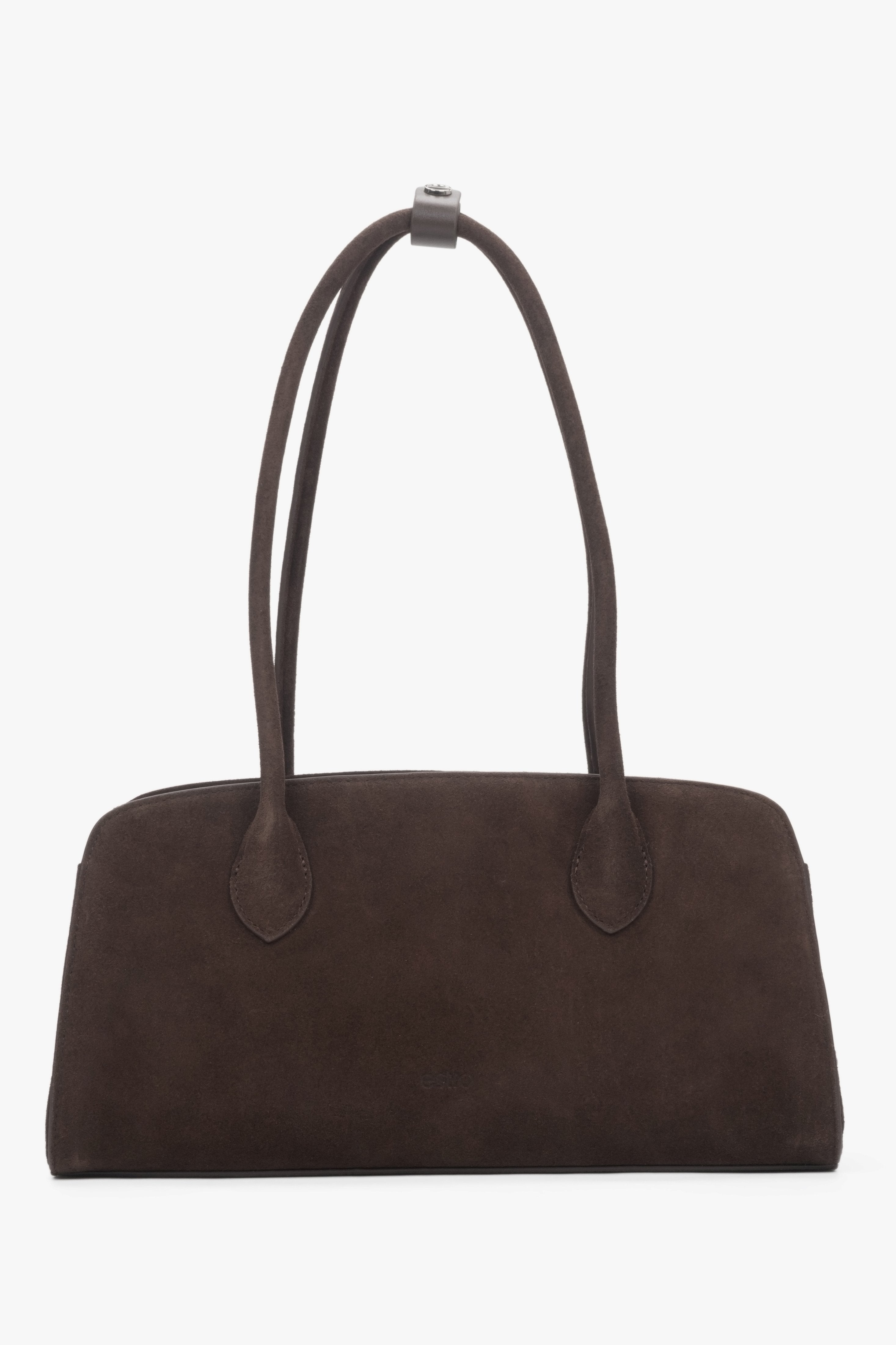 Compact dark brown shoulder bag for women in Natural Velour.