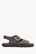 Women’s Dark Brown Flat Sandals with Adjustable Gold Buckles Estro ER00119575.