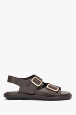 Women’s Dark Brown Flat Sandals with Adjustable Gold Buckles Estro ER00119575.