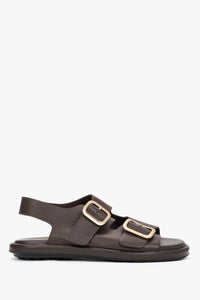 Women’s Dark Brown Flat Sandals with Adjustable Gold Buckles Estro ER00119575.