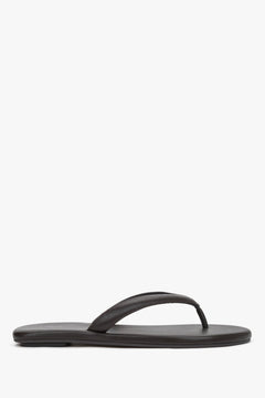 Women’s Dark Brown Flip-Flops made of Soft Genuine Leather Estro ER00119395.