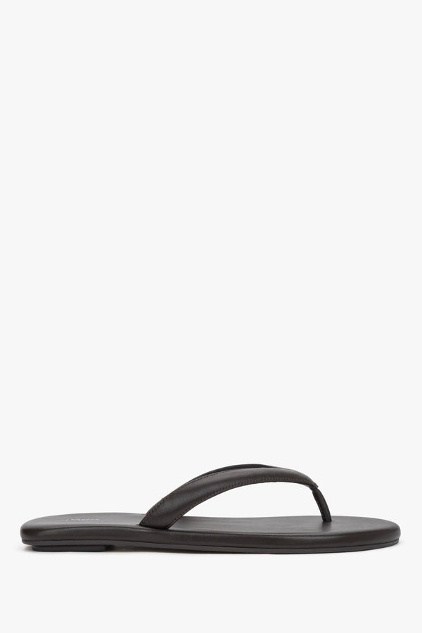 Women’s Dark Brown Flip-Flops made of Soft Genuine Leather Estro ER00119395.