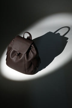 Women's Dark Brown Genuine Leather Bucket Backpack Estro ER00120569.