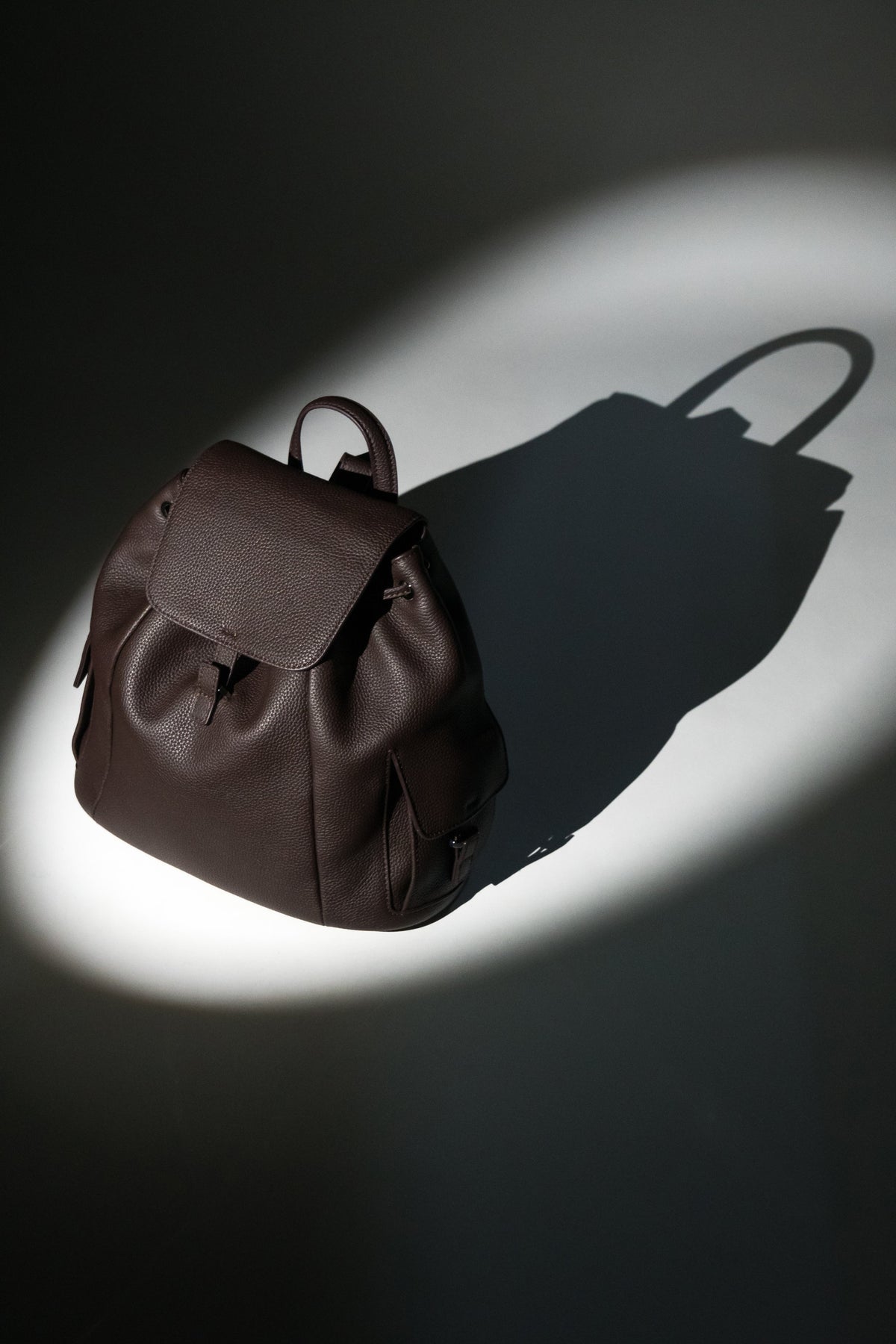 Women's Dark Brown Genuine Leather Bucket Backpack Estro ER00120569.