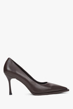 Women's Dark Brown Genuine Leather Pointed Toe Pumps Estro ER00117920.