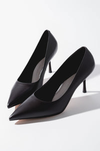 Women's Dark Brown Genuine Leather Pointed Toe Stiletto Pumps Estro ER00120512.