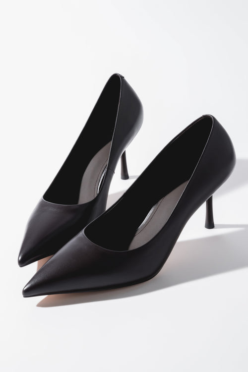 Women's Dark Brown Genuine Leather Pointed Toe Stiletto Pumps Estro ER00120512.
