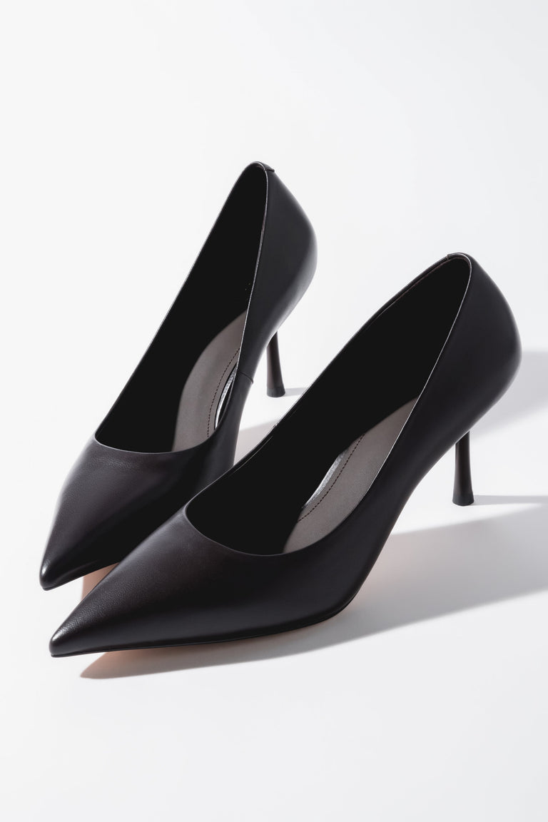 Women's Dark Brown Genuine Leather Pointed Toe Stiletto Pumps Estro ER00120512.