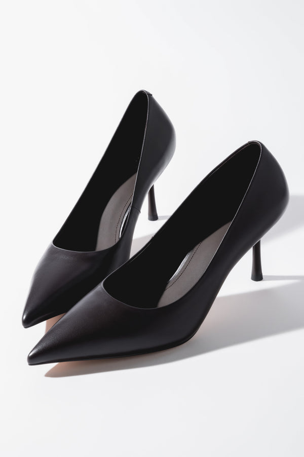 Women's Dark Brown Genuine Leather Pointed Toe Stiletto Pumps Estro ER00120512.