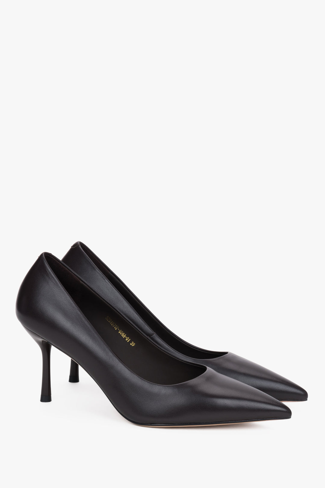 Dark Brown Women's Genuine Leather Pointed Toe Stiletto Pumps.