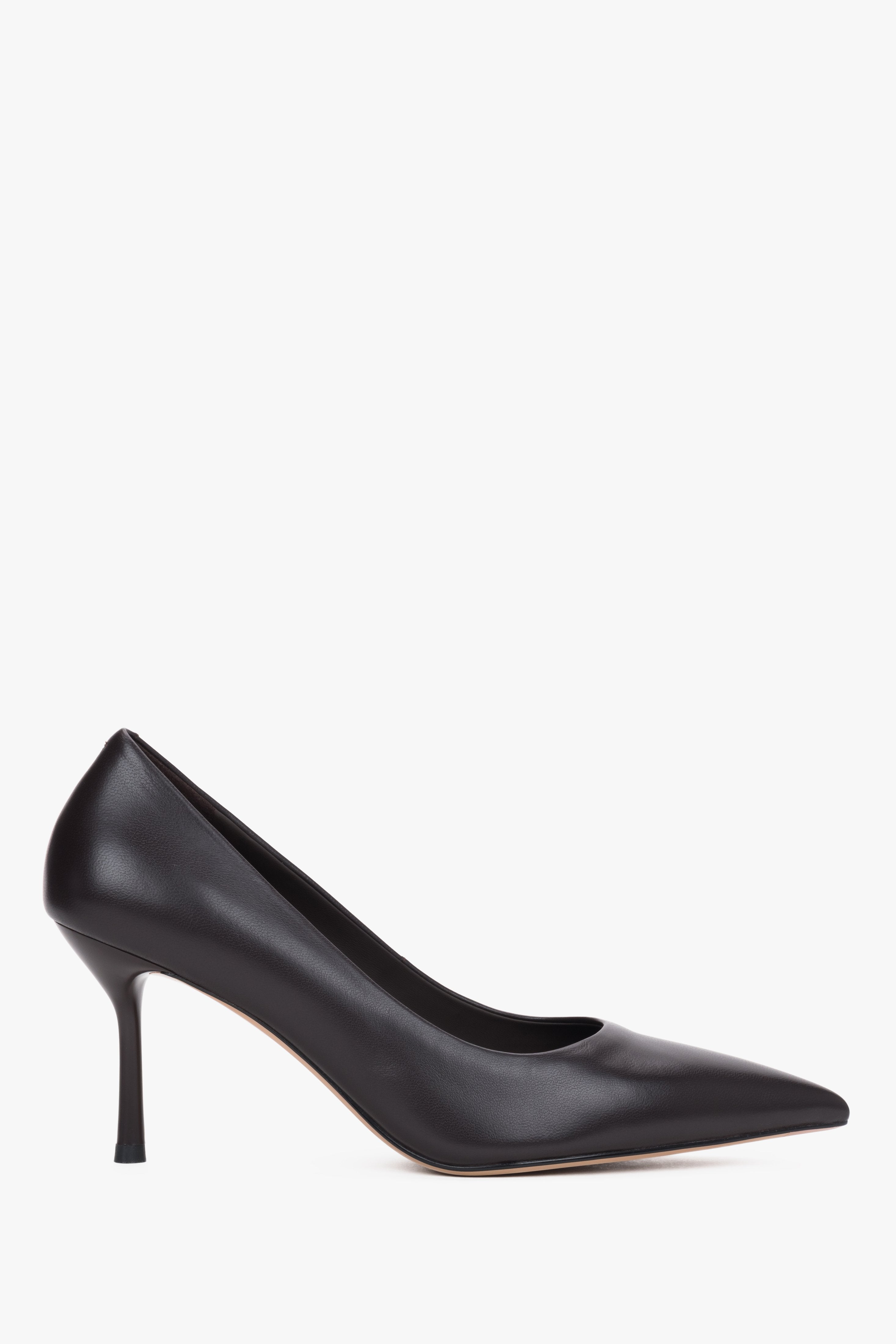 Elegant Dark Brown Women's Genuine Leather Pointed Toe Pumps.