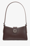 Women's Dark Brown Genuine Leather Shoulder Bag with Silver Hardware Estro ER00116633.