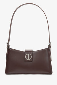 Women's Dark Brown Genuine Leather Shoulder Bag with Silver Hardware Estro ER00116633.