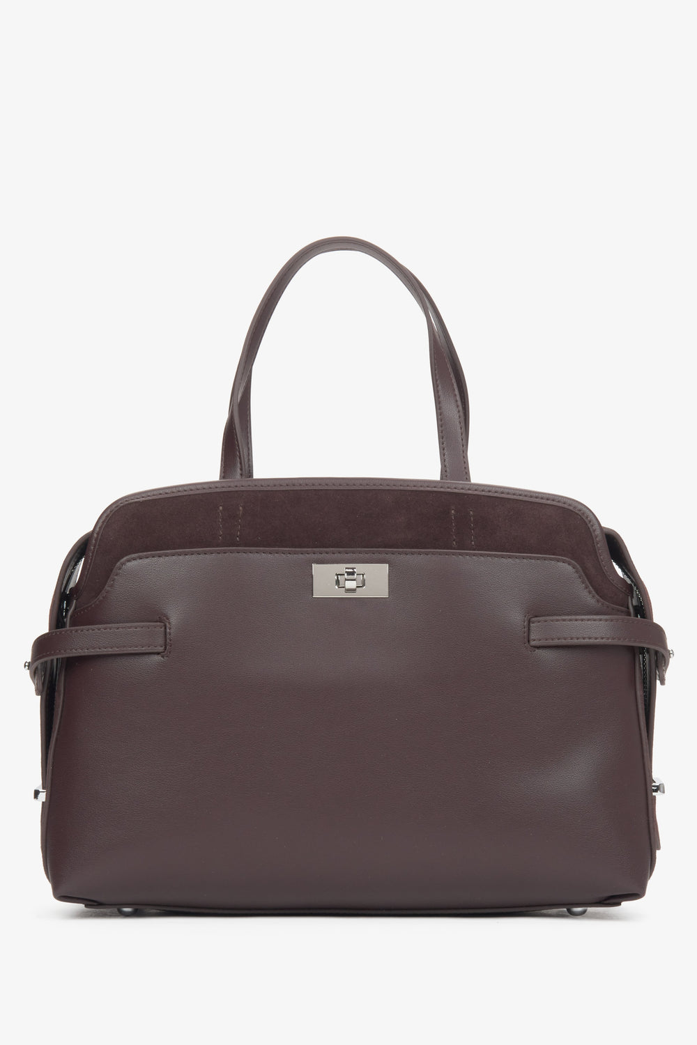 Women's Dark Brown Genuine Leather Tote Handbag Estro ER00116663.