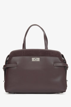 Women's Dark Brown Genuine Leather Tote Handbag Estro ER00116663.
