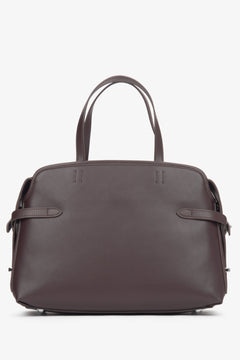 Women's tote handbag, dark brown, made of genuine leather, Estro.
