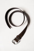 Women's Dark Brown Genuine Velour Belt with Silver Oval Buckle Estro ER00120743.