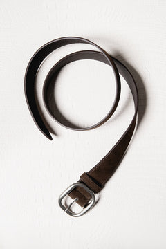 Women's Dark Brown Genuine Velour Belt with Silver Oval Buckle Estro ER00120743.