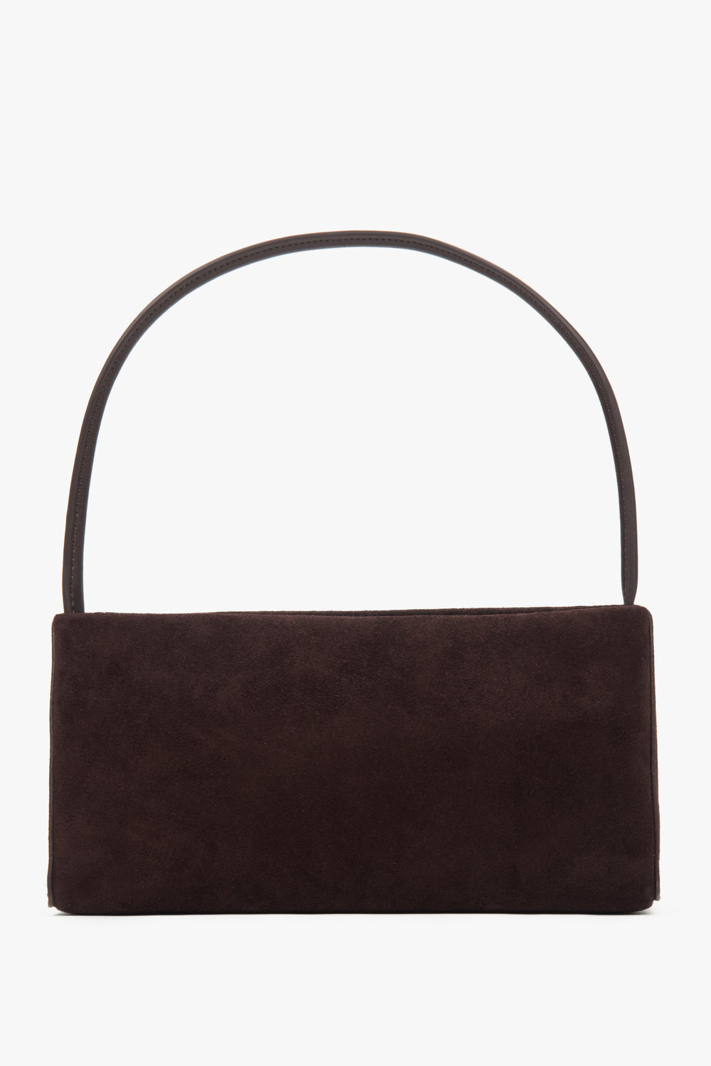 Women's Dark Brown Genuine Velour Shoulder Bag Estro ER00118023.