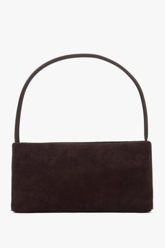 Women's Dark Brown Genuine Velour Shoulder Bag Estro ER00118023.