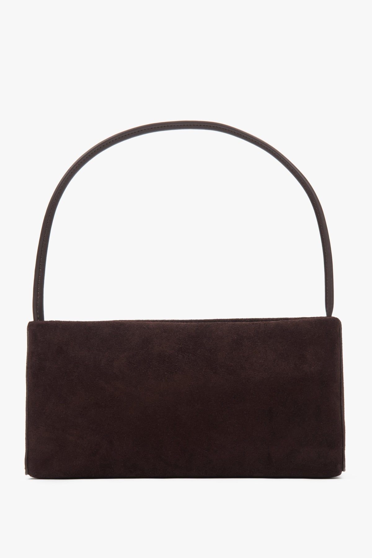 Women's Dark Brown Genuine Velour Shoulder Bag Estro ER00118023.
