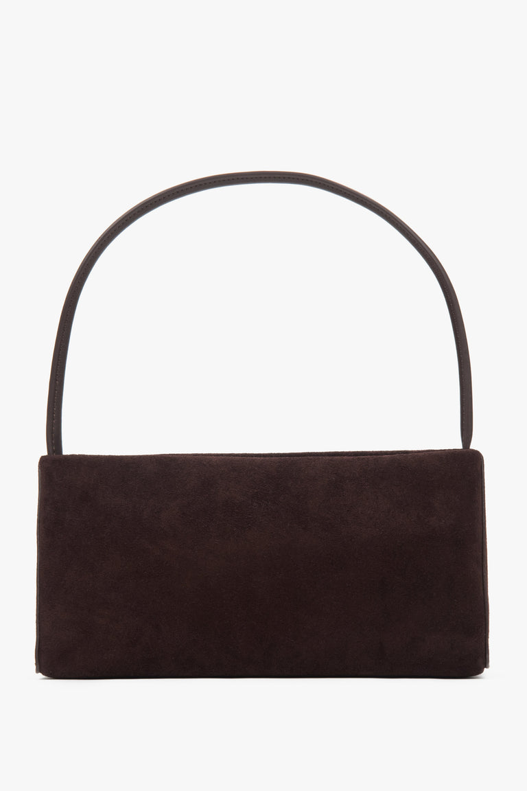 Women's Dark Brown Genuine Velour Shoulder Bag Estro ER00118023.