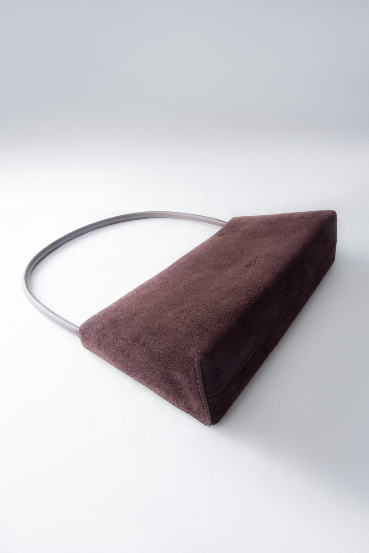 Women's dark brown genuine velour shoulder bag.