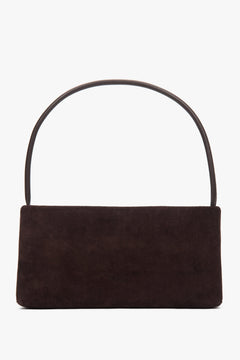 Women's dark brown shoulder bag Estro, made of genuine velour.