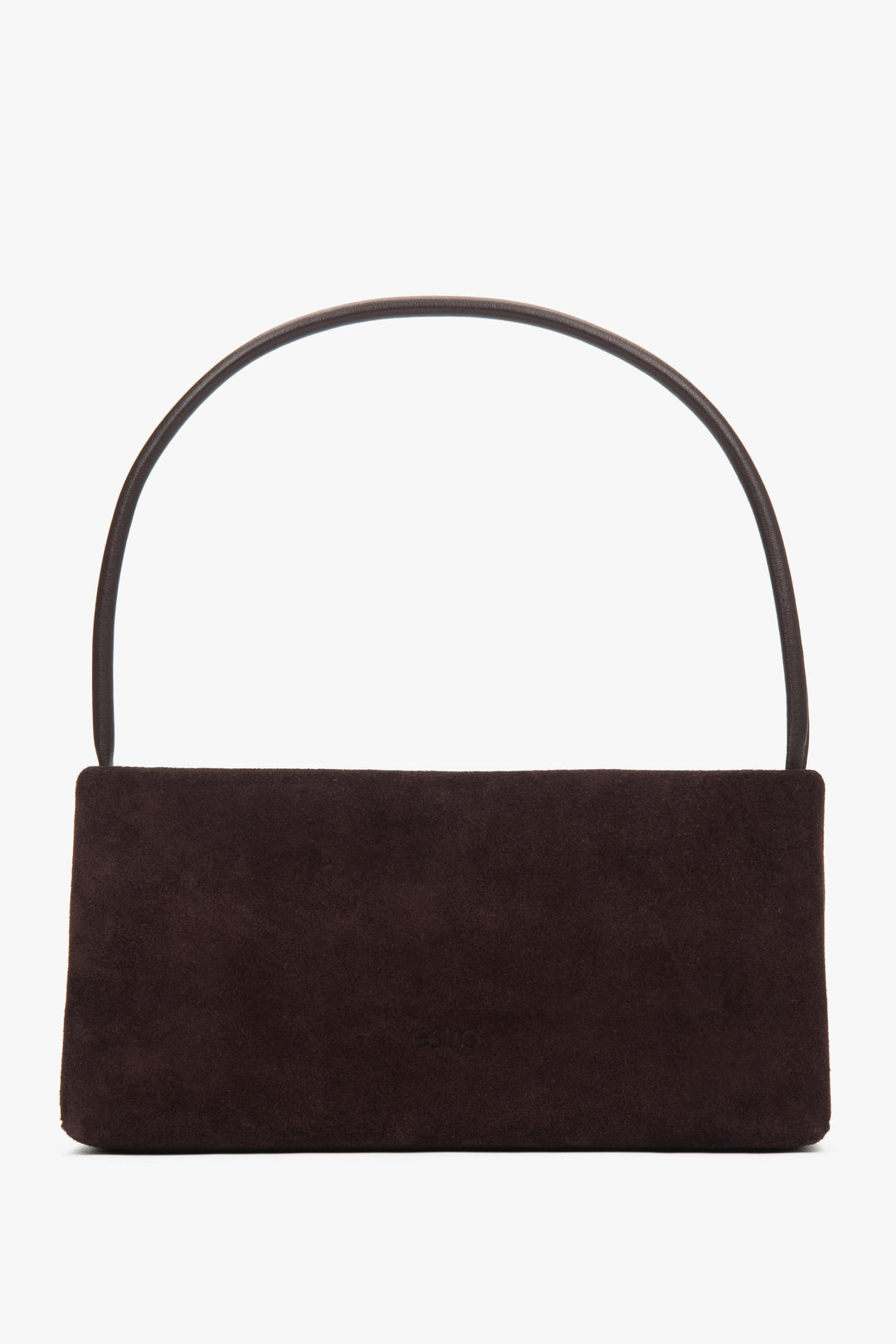 Women's dark brown shoulder bag Estro, made of genuine velour.
