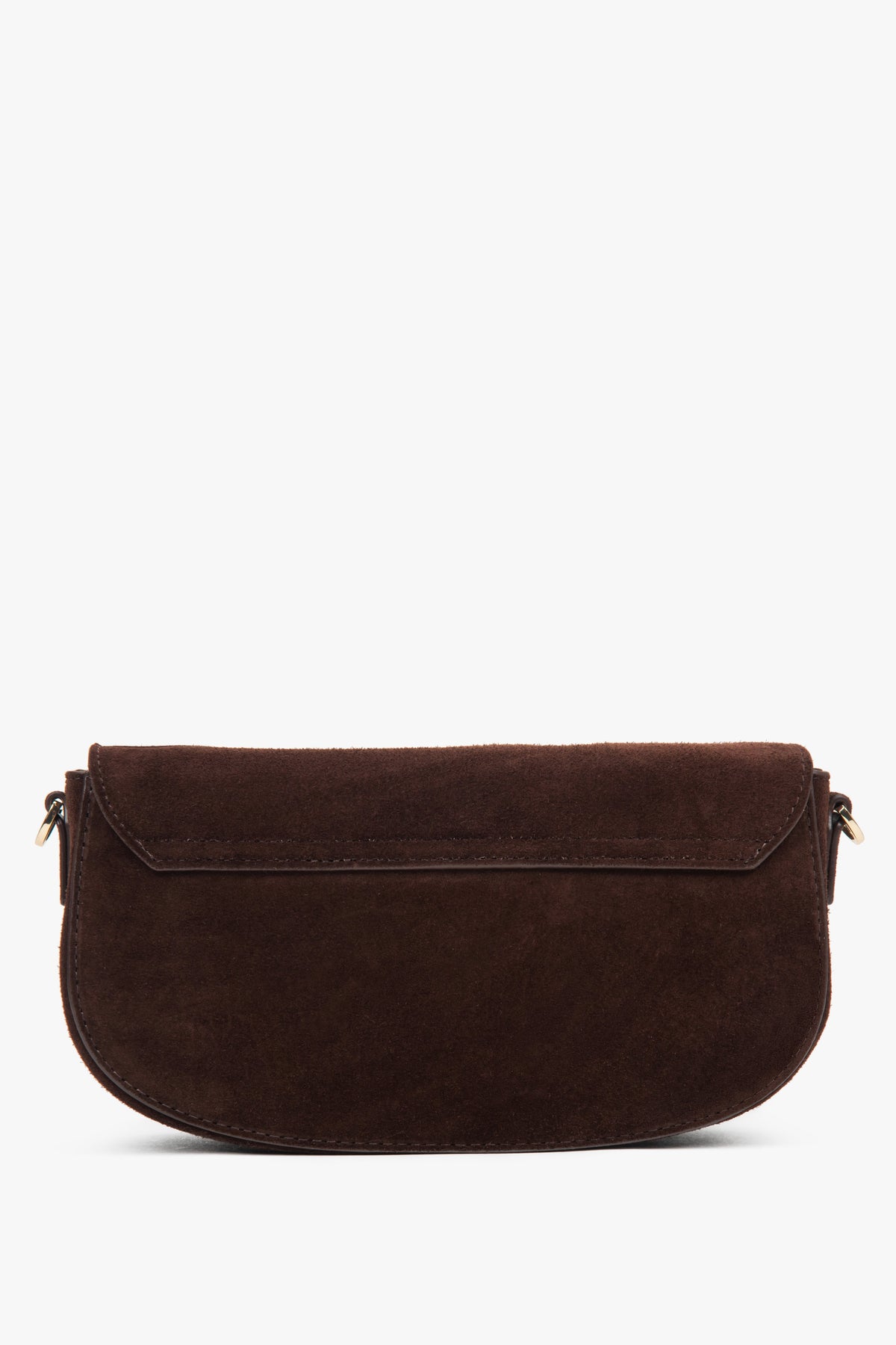 Women's shoulder bag, dark brown, in saddle shape, made of genuine velour, Estro.