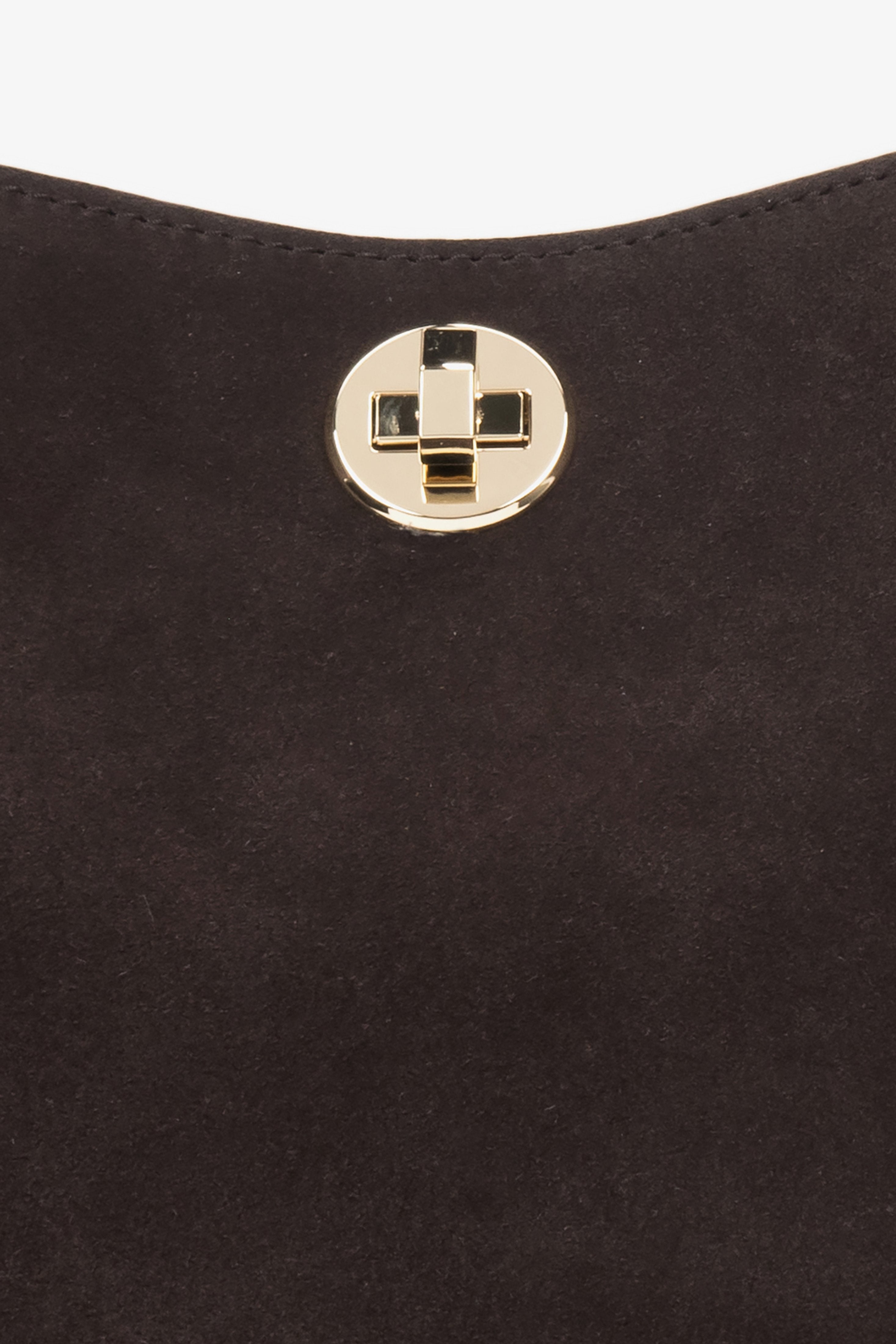 Dark brown women’s velour handbag, hand-held, by Estro.