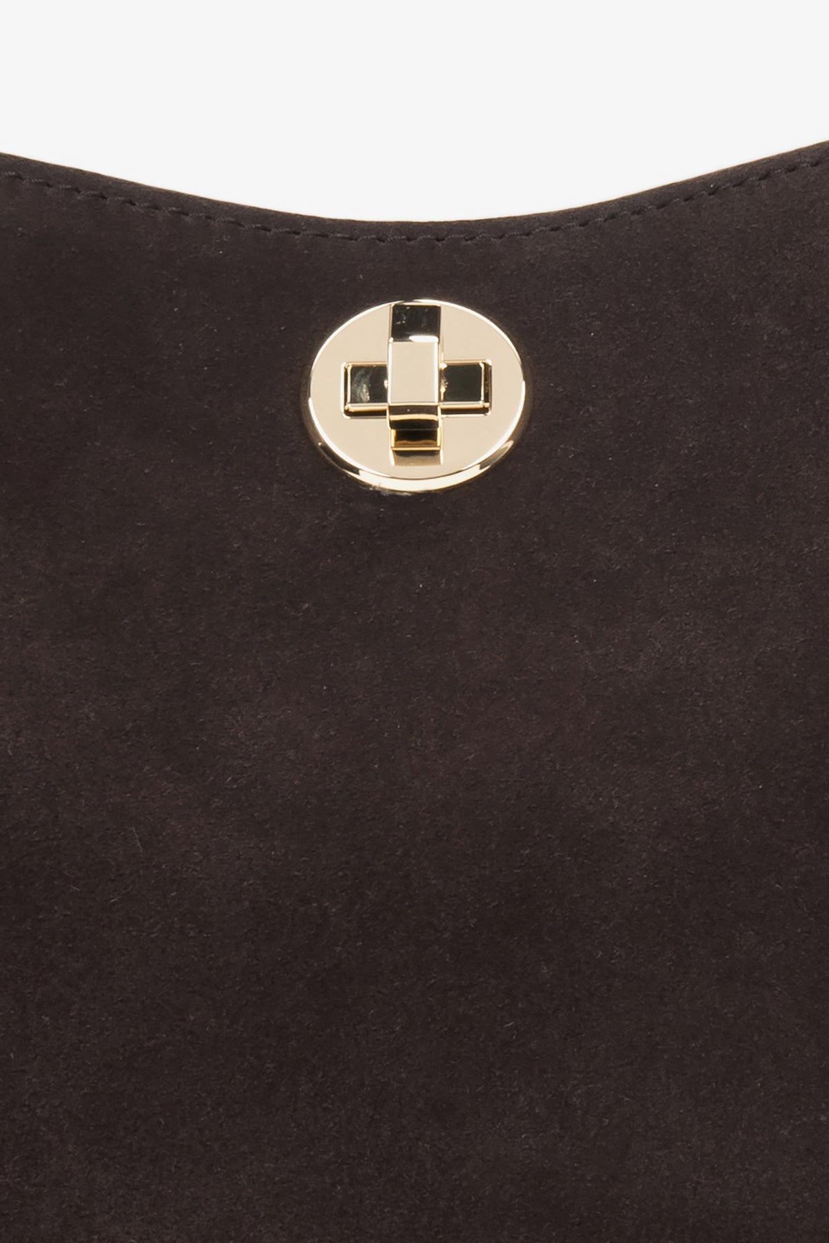 Dark brown women’s velour handbag, hand-held, by Estro.