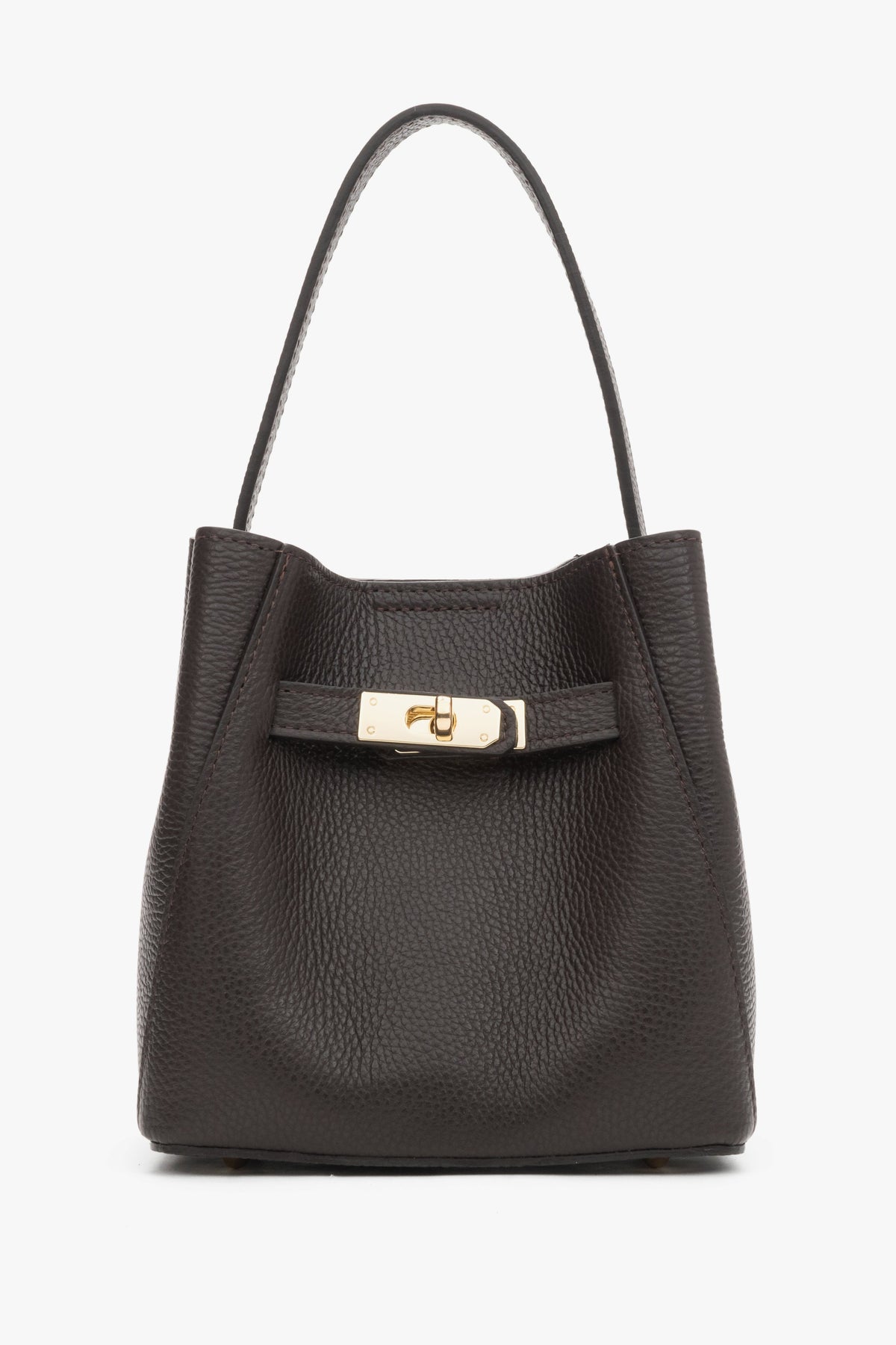 Handy dark brown women’s satchel bag made of premium Italian genuine leather.
