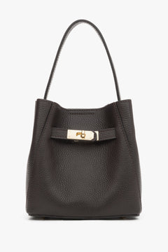 Handy dark brown women’s satchel bag made of premium Italian genuine leather.