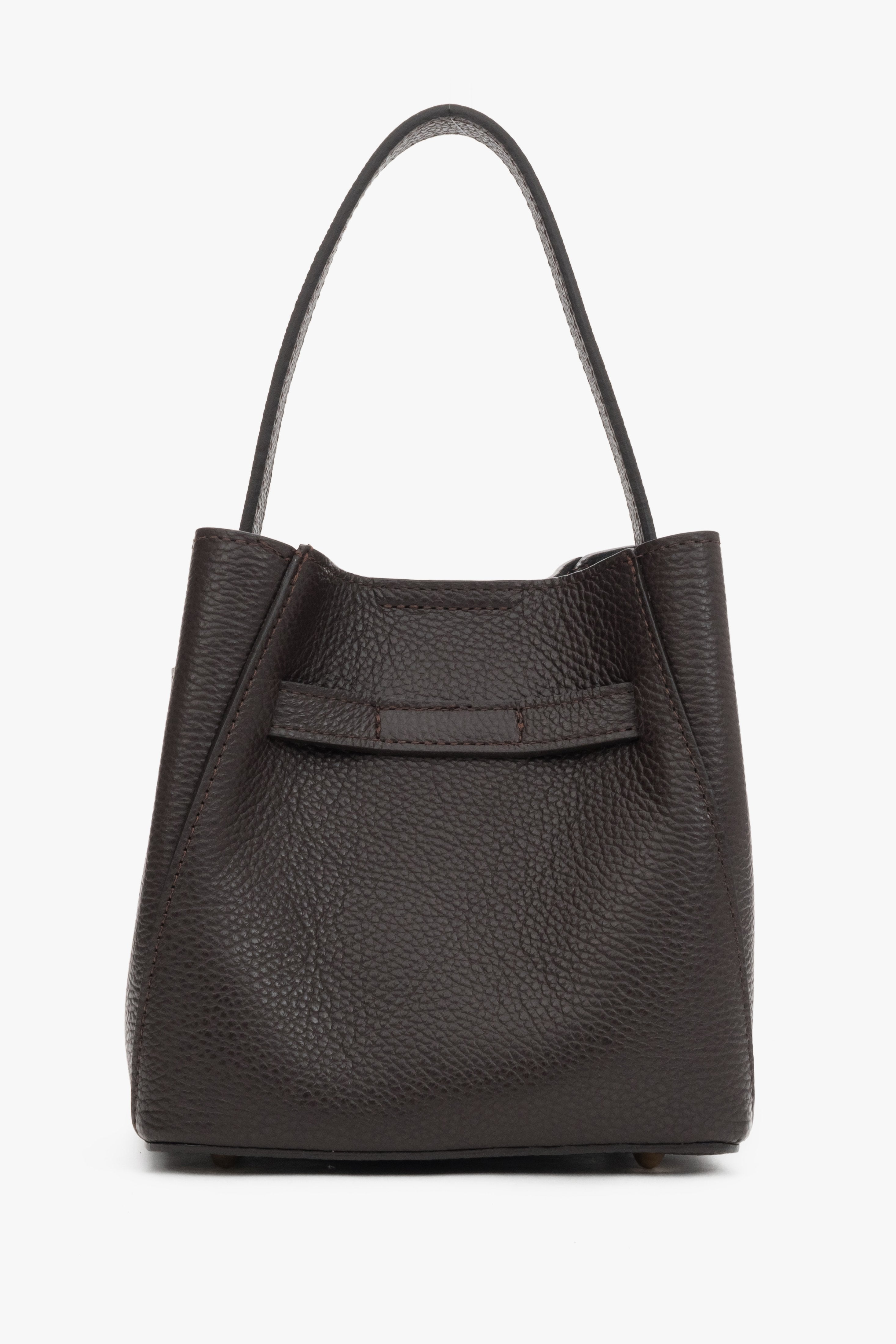 Dark brown women’s satchel bag made of high-quality Italian genuine leather.