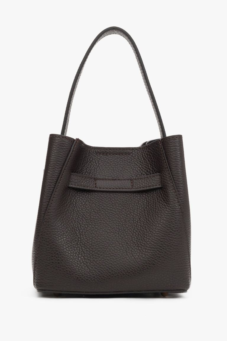 Dark brown women’s satchel bag made of high-quality Italian genuine leather.