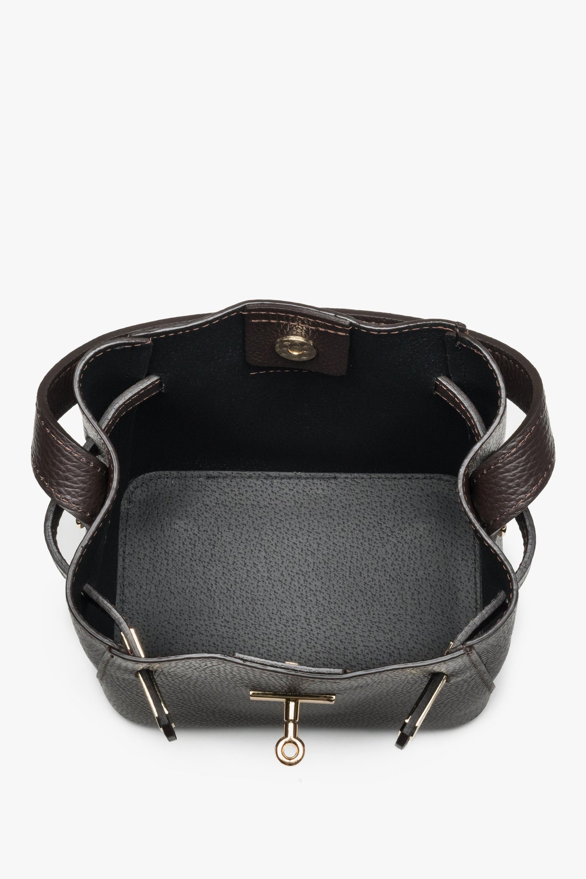 Handy women’s handbag in dark brown, satchel style, premium Italian leather.