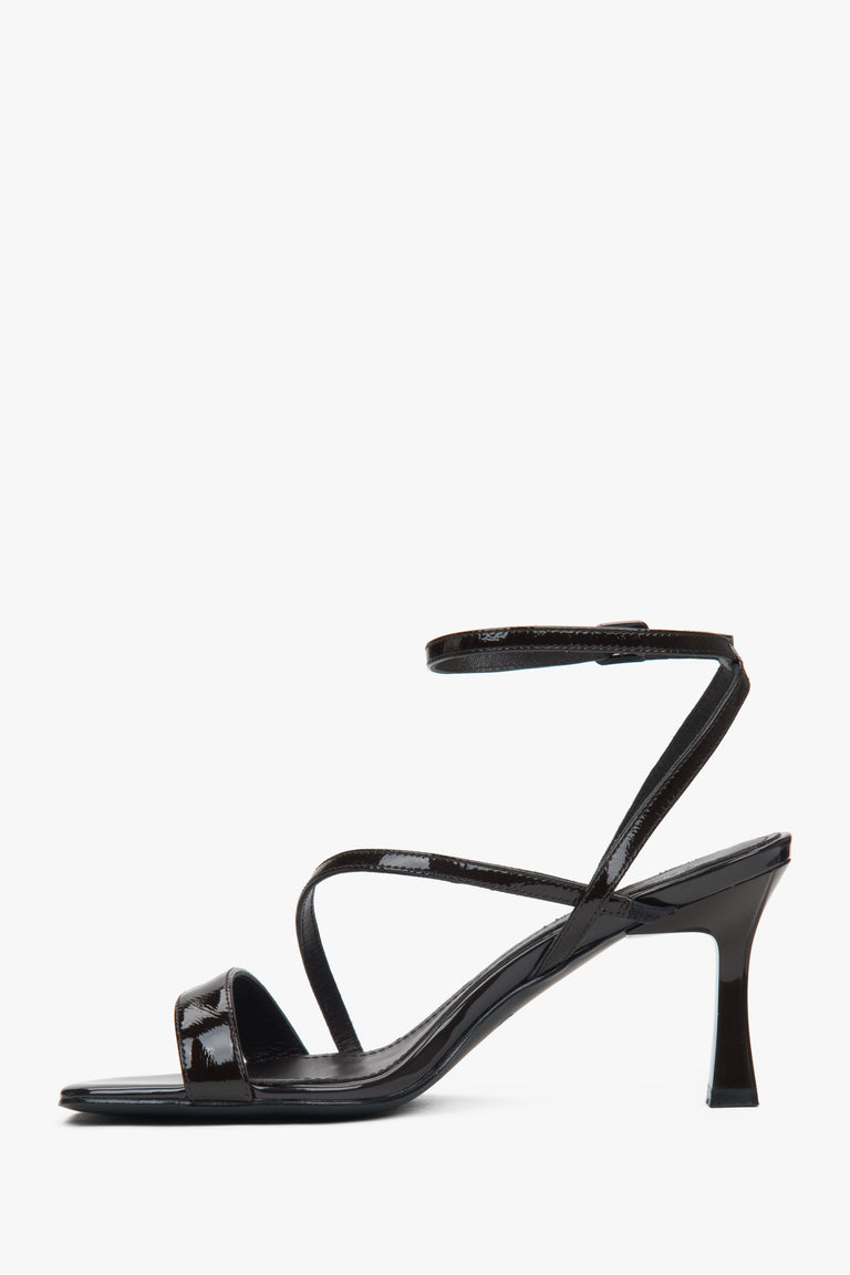 Estro dark brown women’s heeled sandals in genuine leather.