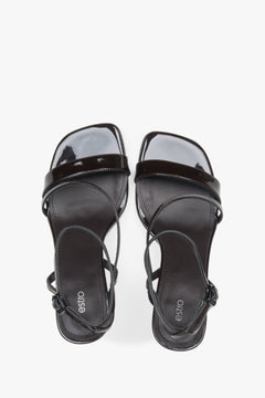 Estro women’s heeled sandals, dark brown, in genuine leather.