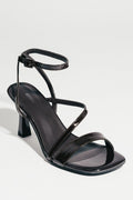 Women's Dark Brown Heeled Sandals in Genuine Leather Estro ER00117204.