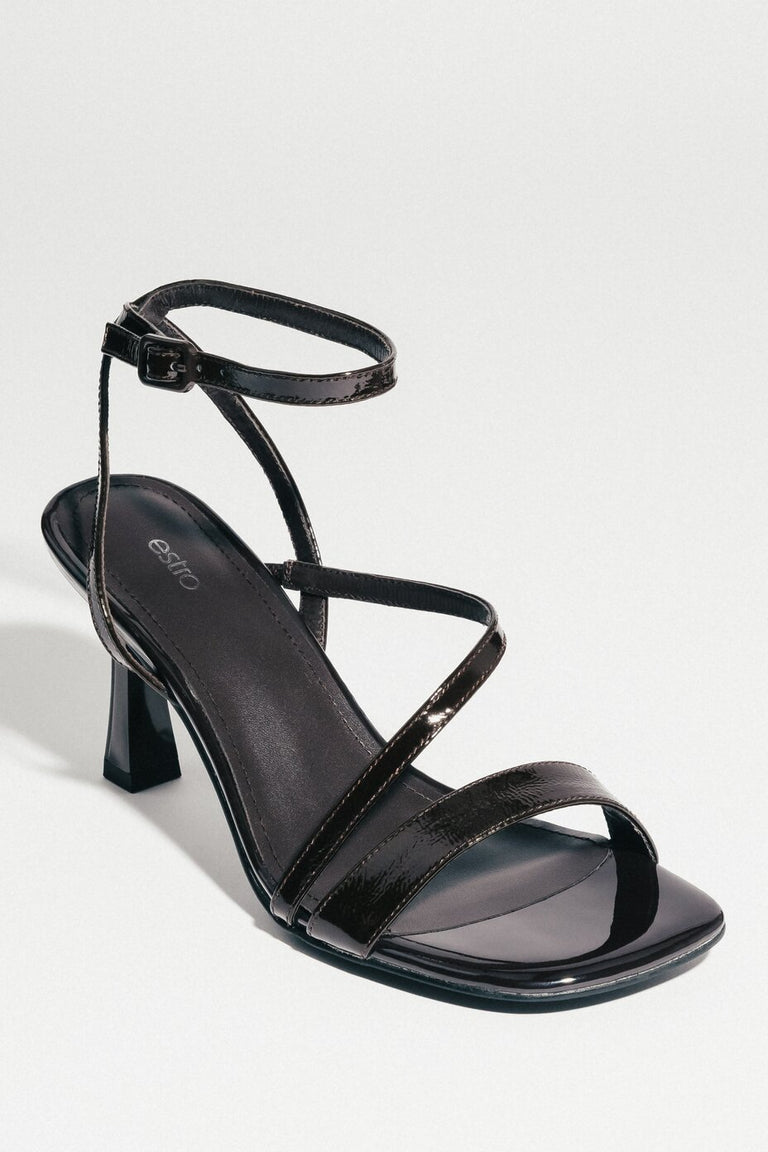 Women's Dark Brown Heeled Sandals in Genuine Leather Estro ER00117204.