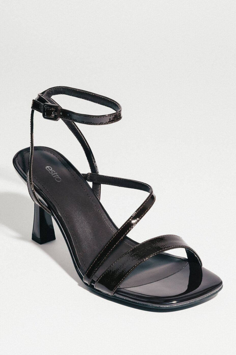 Women's Dark Brown Heeled Sandals in Genuine Leather Estro ER00117204.