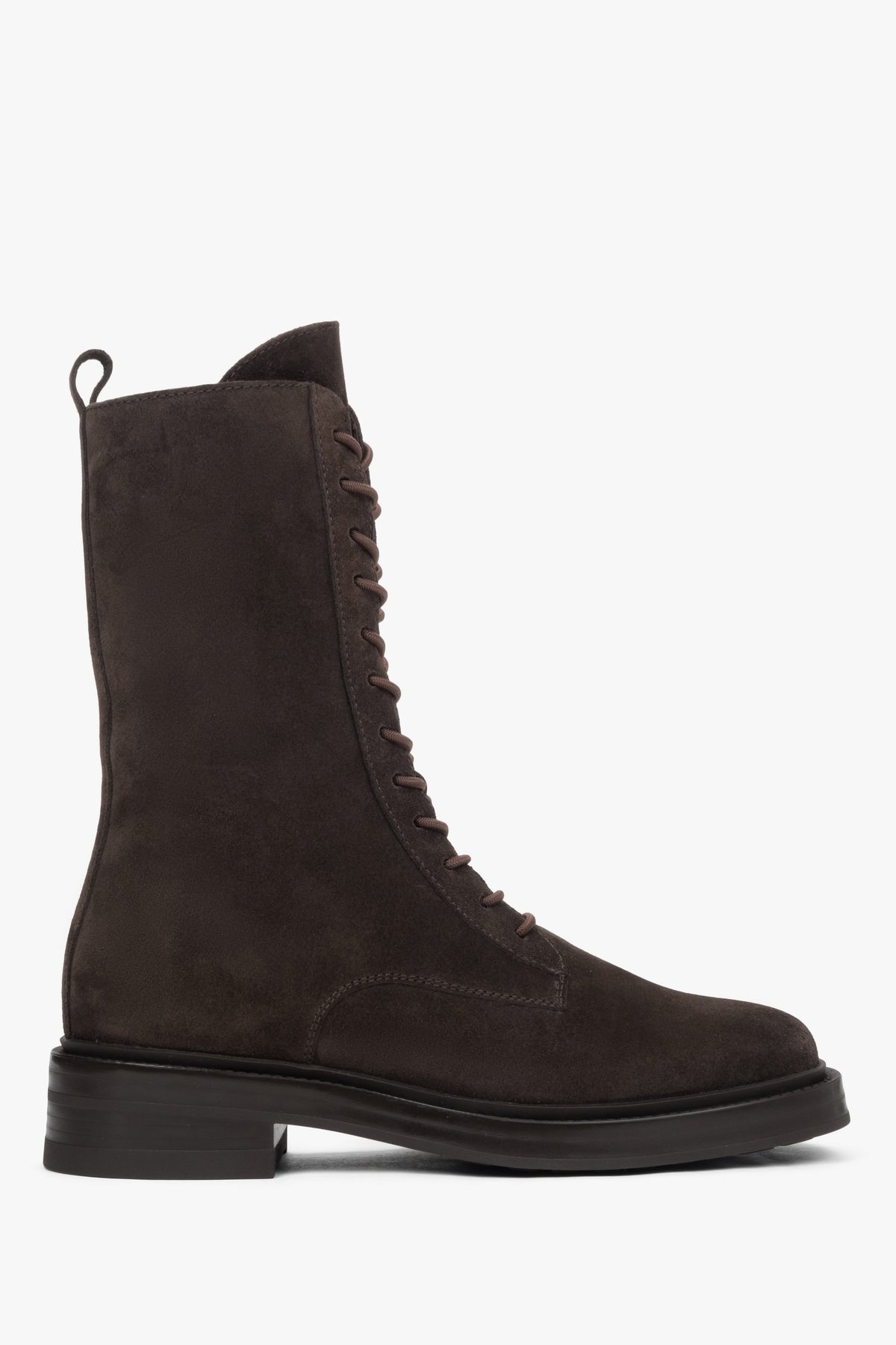 Women's Dark Brown High Ankle Boots made of Premium Italian Velour Estro ER00118379.