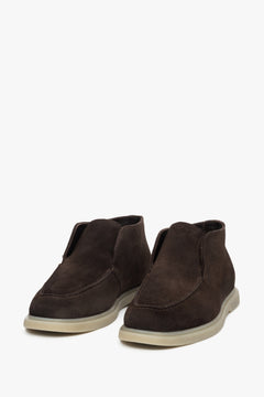 Dark Brown Women’s High Velour Loafers Estro.